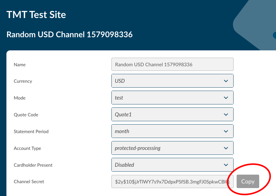 Copying the channel secret